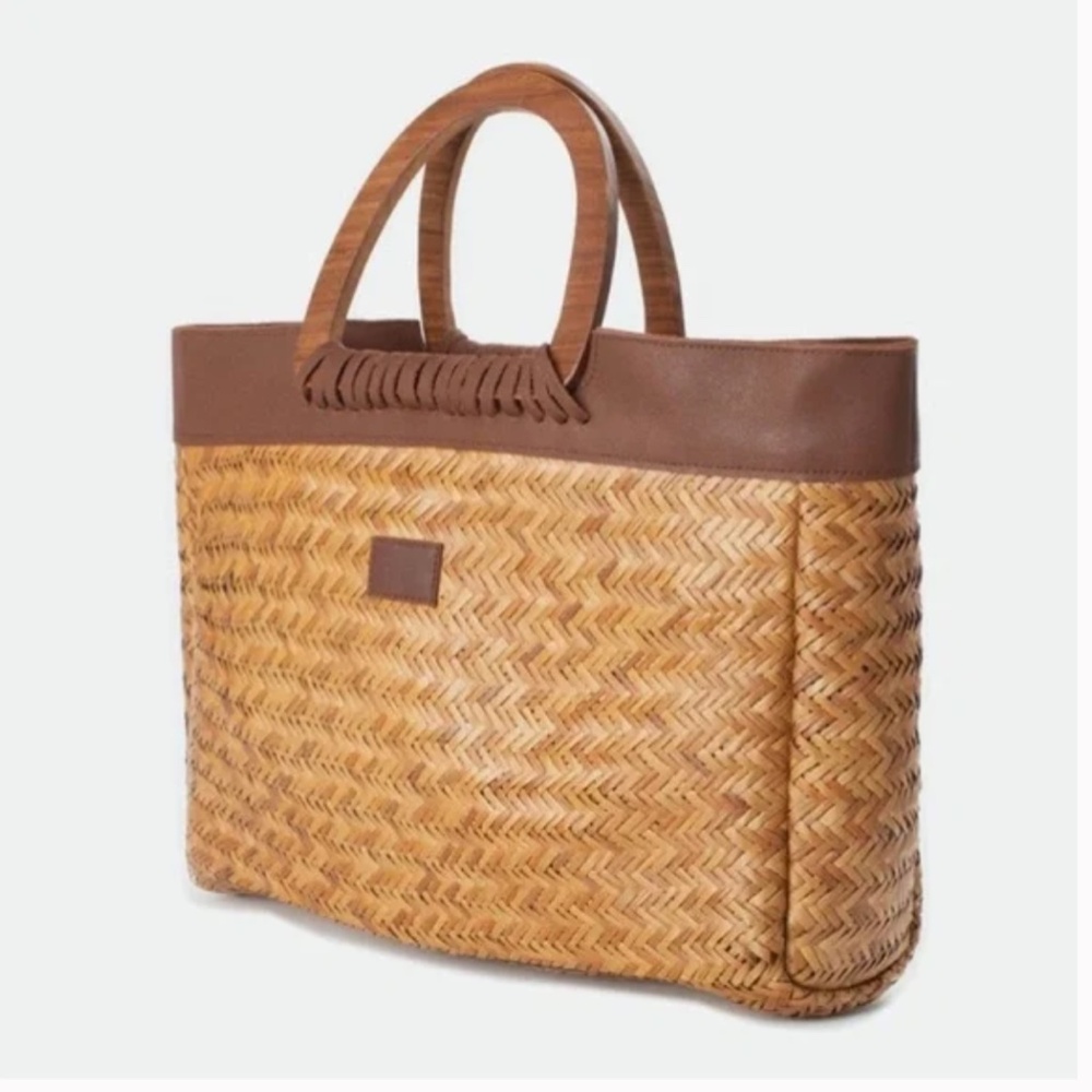Brixton Straw Woven Tote in Natural Brown